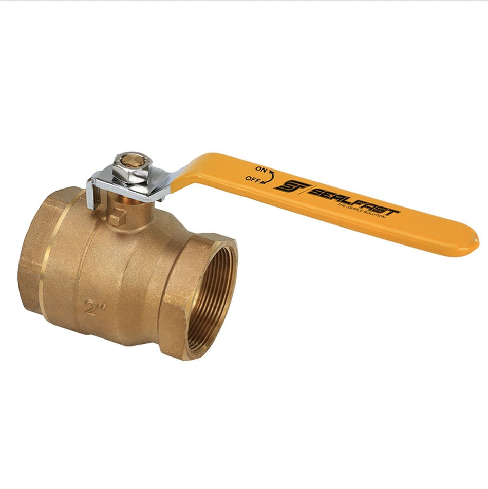 Seal Fast Full Bore 2-Piece Brass Ball Valve 2 Inch 600 WOG Plumbing HVAC Steam Air Systems