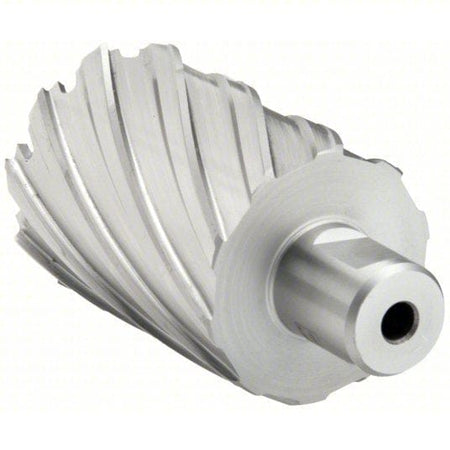 Fein Slugger HSS annular cutter with a 1-3/4" diameter and 2" cutting depth. The silver-colored cylindrical tool features helical flutes and a central bore, designed for efficient metal drilling. The 3/4" Weldon shank allows secure mounting in magnetic drill presses. Ideal for industrial applications requiring clean, burr-free holes in steel and other hard materials.