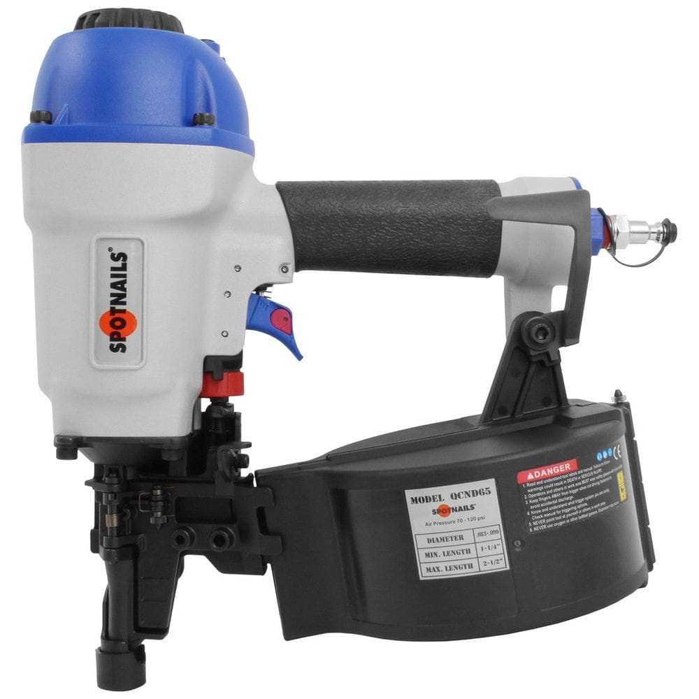 SpotNails QCND65 Pneumatic Coil Siding Nailer with adjustable depth control and 300-nail capacity for decking and trim