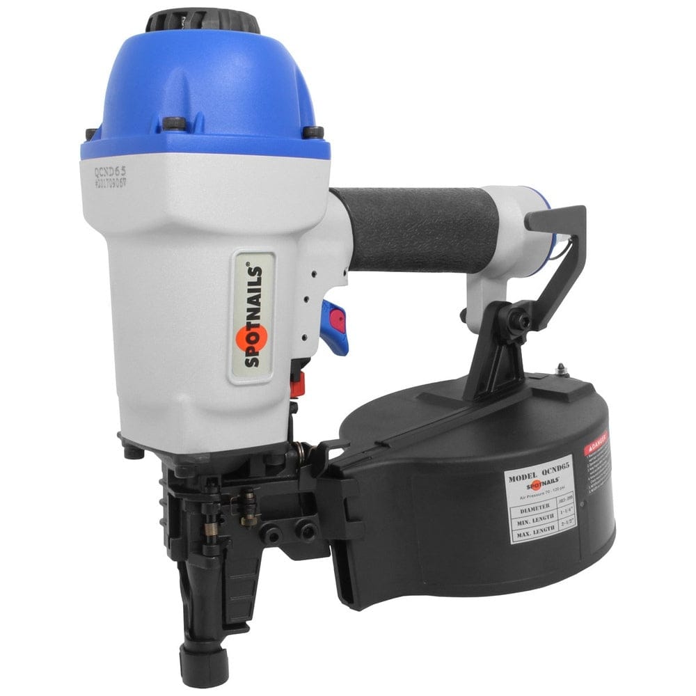 SpotNails QCND65 Pneumatic Coil Siding Nailer with adjustable depth control and 300-nail capacity for decking and trim applications