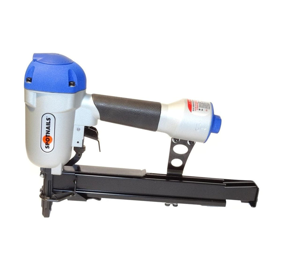 A side profile studio shot of the SpotNails X1S3640 16-gauge 1-inch wide crown stapler.