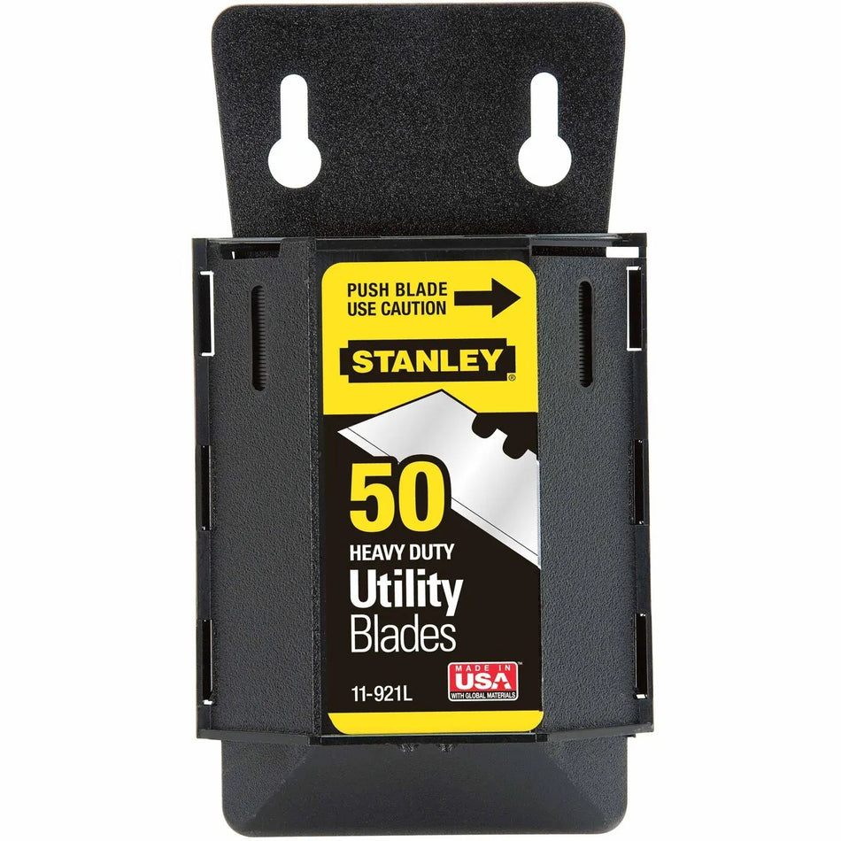 Stanley Utility Knife Blade 11-921L 2.4375 Inch 1992 Heavy Duty Blade Dispenser (50 Pack 0.024 Inch Thickness Carbon Steel Precision Honed Cutting)