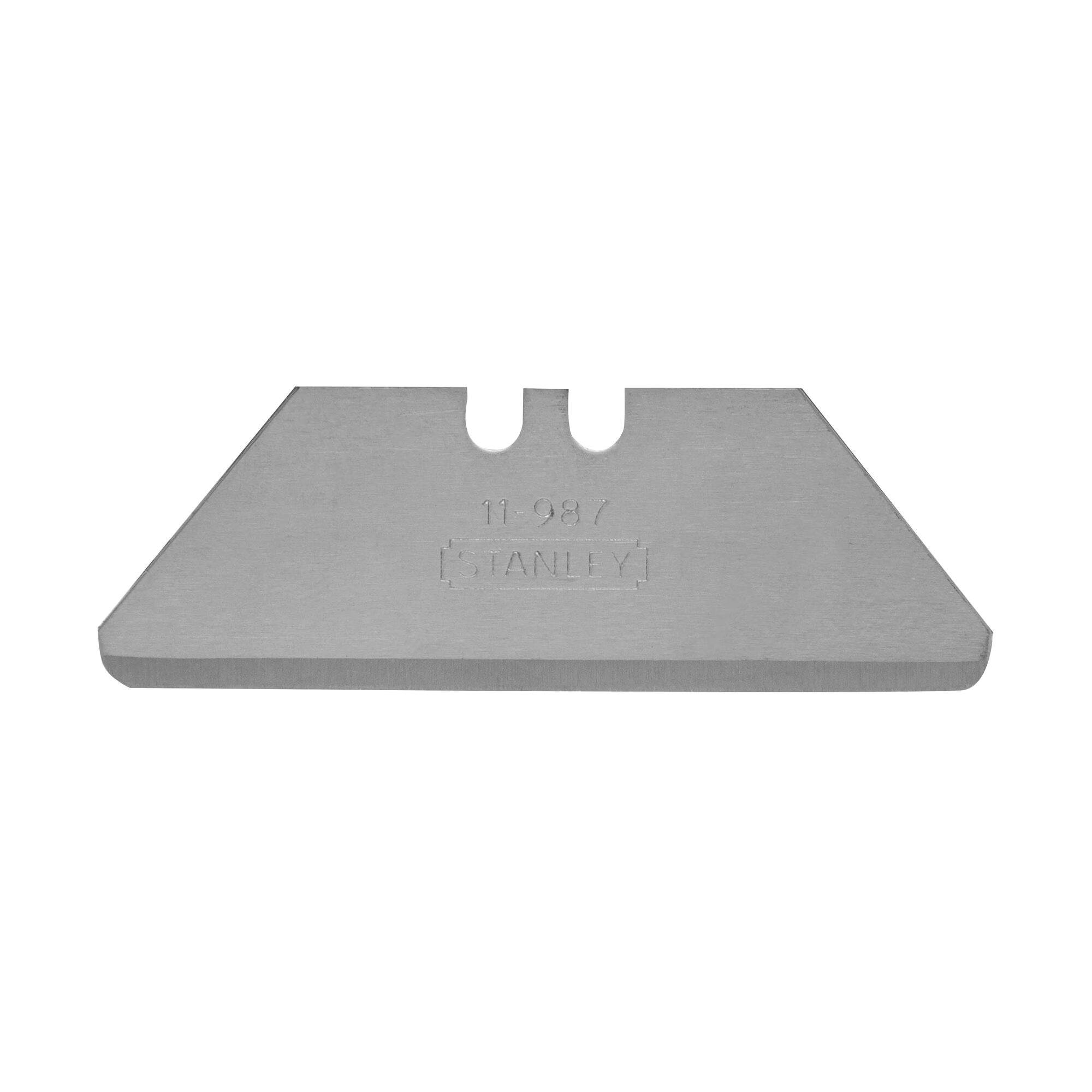 Stanley 11-987 replacement utility blade featuring rounded safety points to prevent accidental puncture of package contents during unboxing.