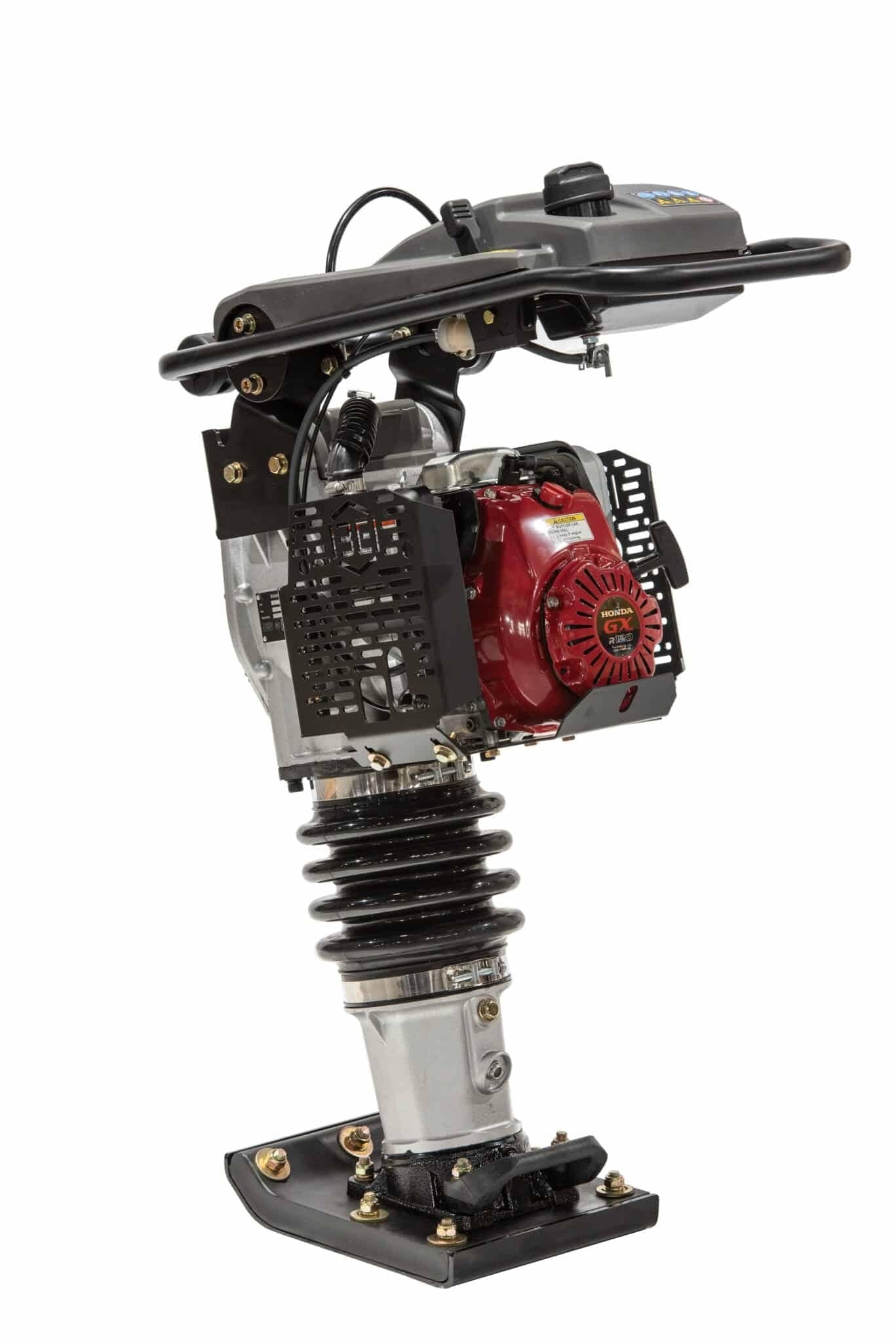 An angled studio view of the PR60H jumping jack highlighting the high-strength aircraft-grade lifting cable system that protects handle shock mounts from premature wear during transport and positioning.