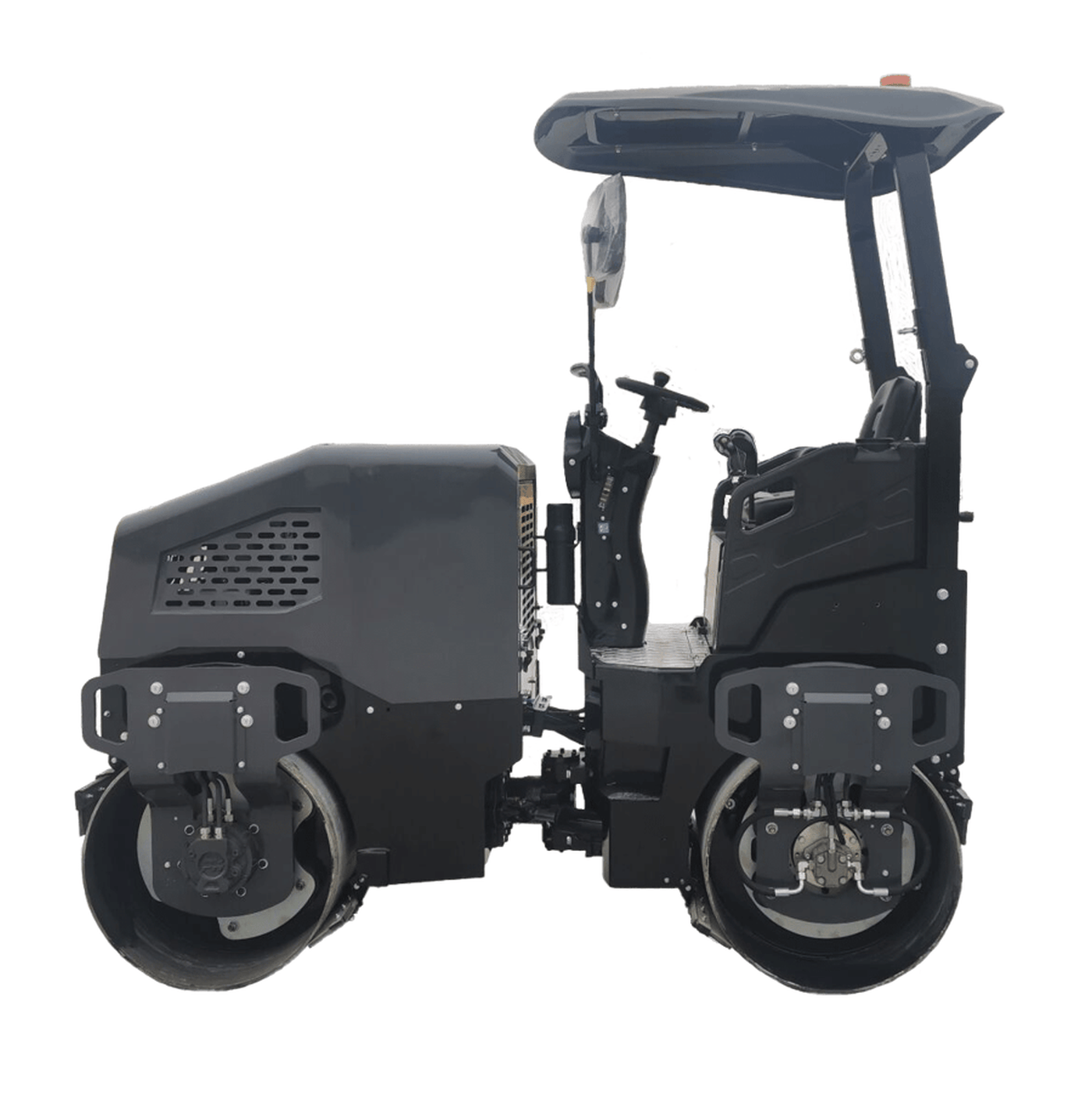 The alternative side profile of the RA29Y tandem roller showcasing the integrated 52.9 gallon pressurized water tank and the high-output Yanmar 3-cylinder diesel powertrain.