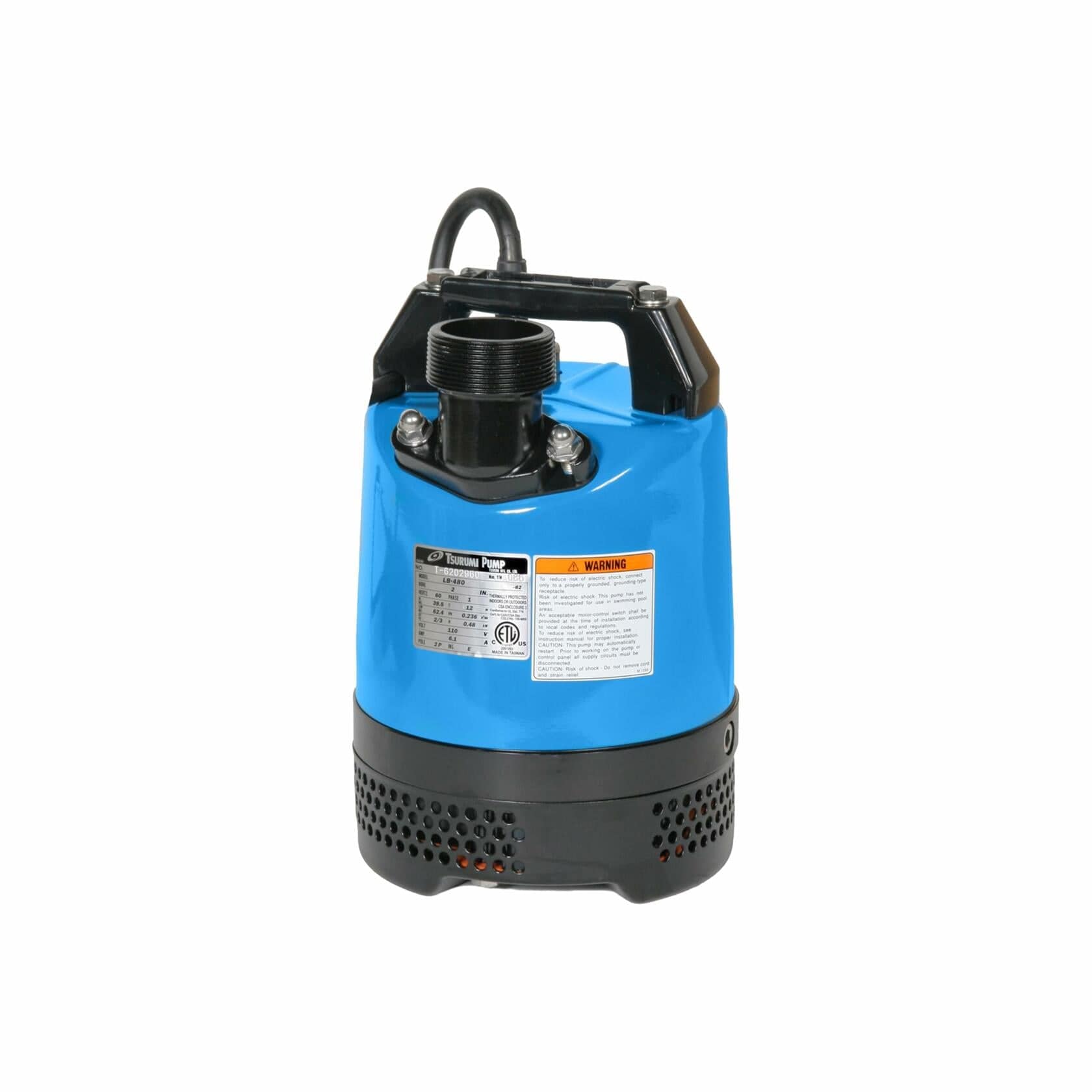 Tsurumi Pump LB-480 Submersible Dewatering Pump 2/3 HP 115V 2 in Discharge Slimline Design for Construction Use