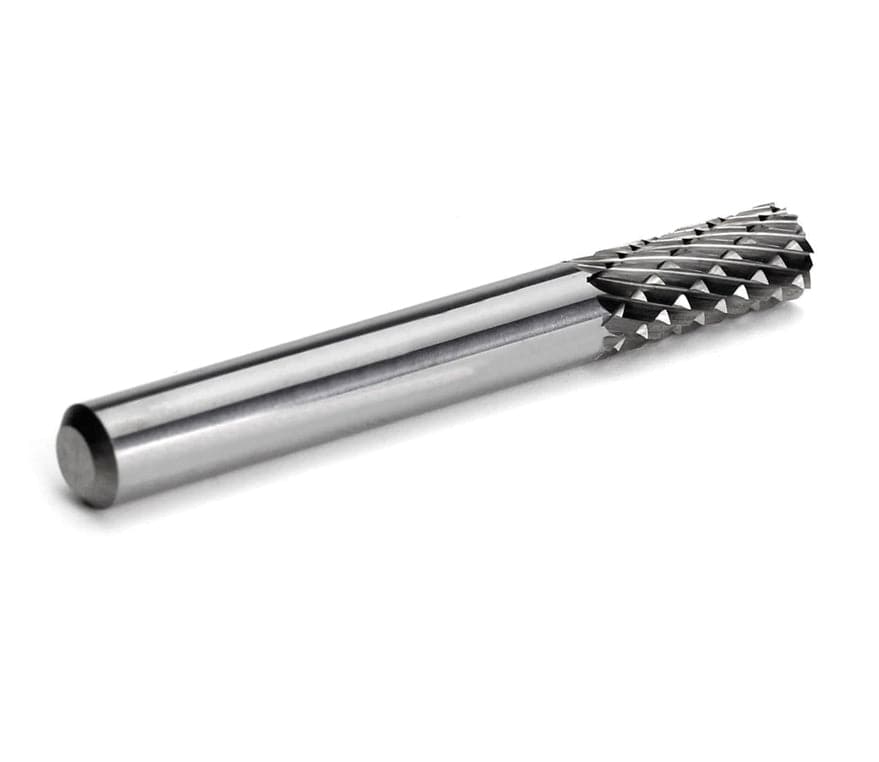 A full-length studio shot of the UCT Gem Carbide SA1 cylindrical burr.