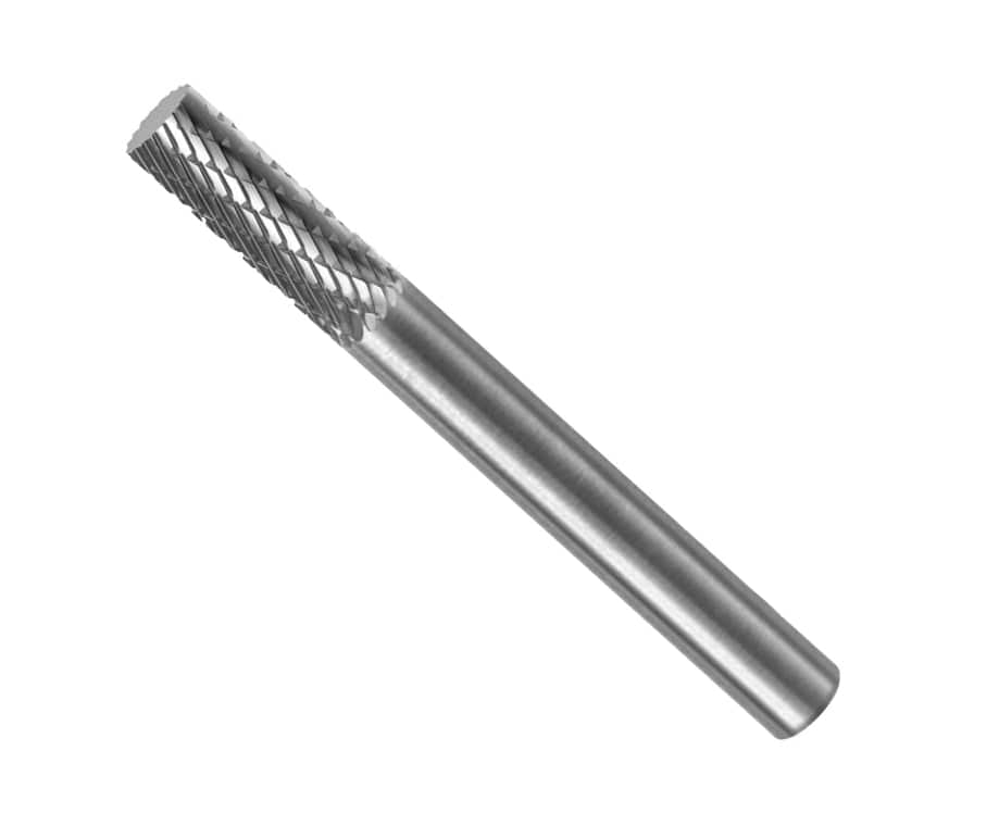 A three-quarter angle studio shot of the UCT Gem Carbide SA1 burr, showing the double-cut head and the 1/4-inch shank.