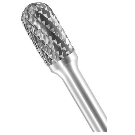A three-quarter angle studio shot of the UCT Gem Carbide SC-3 burr, highlighting the double-cut, tree-shaped head.