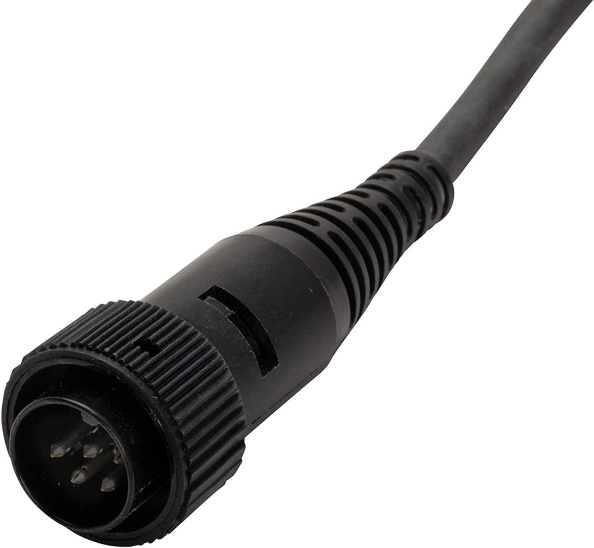 Close-up of a 5-pin DIN connector attached to the Weller PES51 soldering pencil cable. The black cylindrical plug features a ribbed grip and strain relief, used for secure connection to the WES51 soldering station.
