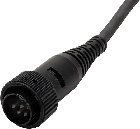Close-up of a 5-pin DIN connector attached to the Weller PES51 soldering pencil cable. The black cylindrical plug features a ribbed grip and strain relief, used for secure connection to the WES51 soldering station.