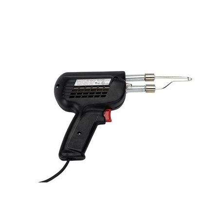 The reverse side profile of the Weller D550PK soldering gun illustrating the vented housing for heat dissipation and the industrial power cord connection for reliable 120V operation.