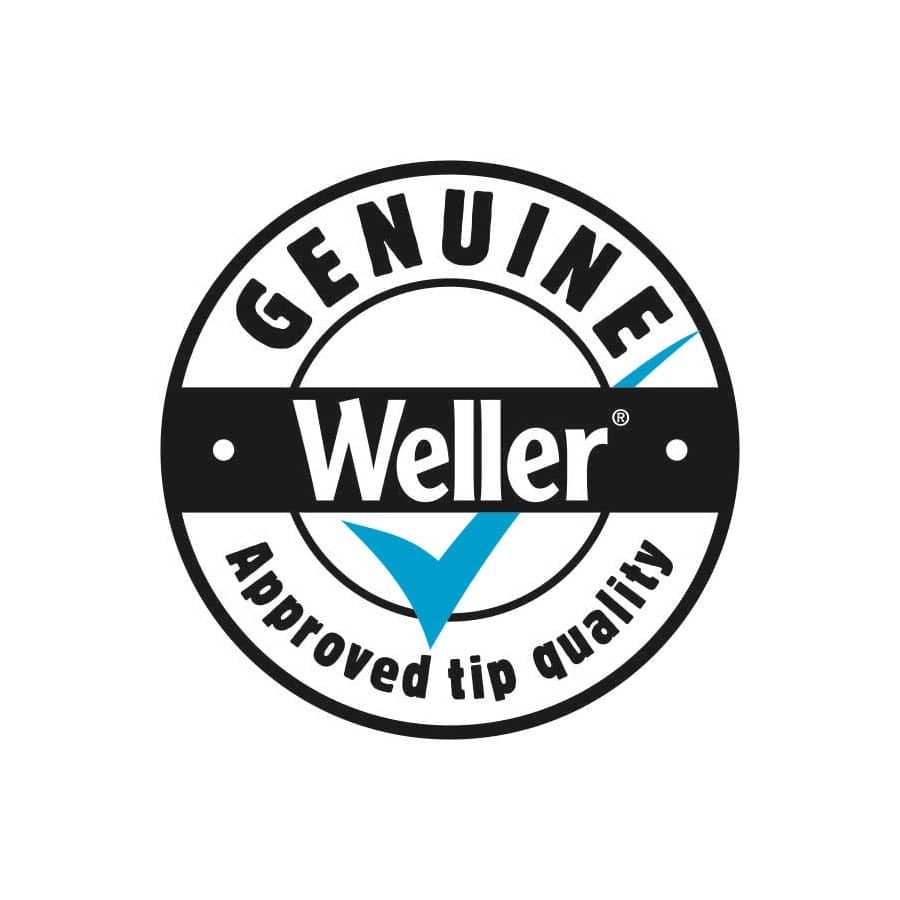 A marketing seal for Genuine Weller Approved tip quality, representing the industrial standards and reliability of Weller soldering tools and accessories.