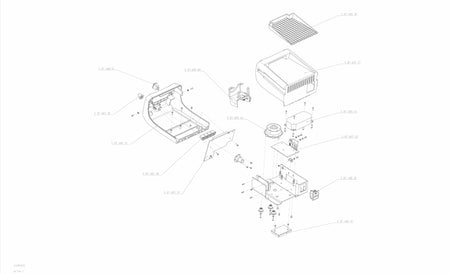 Exploded view diagram of the Weller WT2021MS soldering station showing individual components including power unit housing, internal electronics, connectors, and mounting hardware. Each part is labeled for assembly reference, aiding in maintenance and repair tasks.