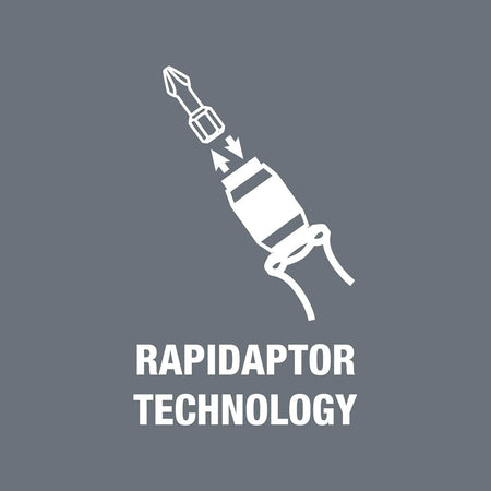 Wera Rapidaptor technology icon demonstrating the quick-release bit change system that allows for one-handed bit insertion and automatic locking.