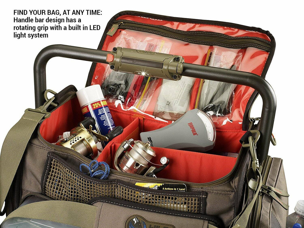 Wild River by CLC Tackle Tek Frontier fishing tackle bag with LED lighted handle and organized compartments