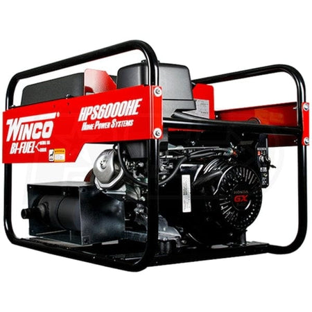 Side profile view of the generator showcasing the engine's electric start key switch, the large red protective panel, and the low-tone muffler.