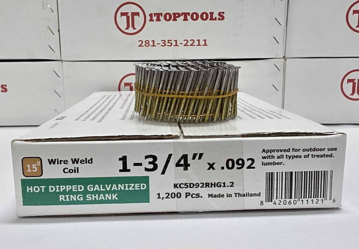 a box of nails with a coil of nails sitting on top
