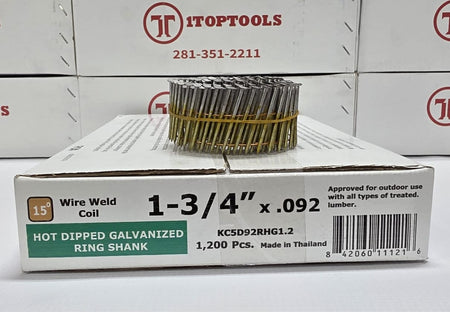 a box of nails with a coil of nails sitting on top
