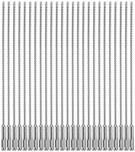 A 25-pack bulk set of Bosch Bulldog Xtreme 3/16-inch SDS-Plus carbide drill bits for high-volume concrete anchoring.