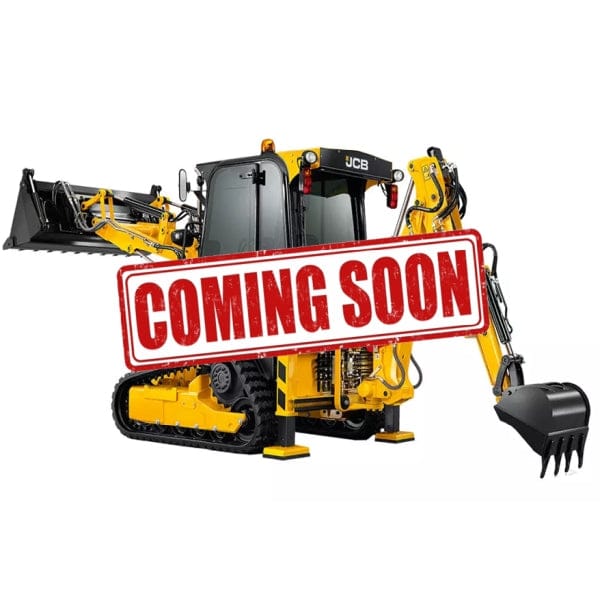 Yellow construction vehicle with 'Coming Soon' sign on a white background