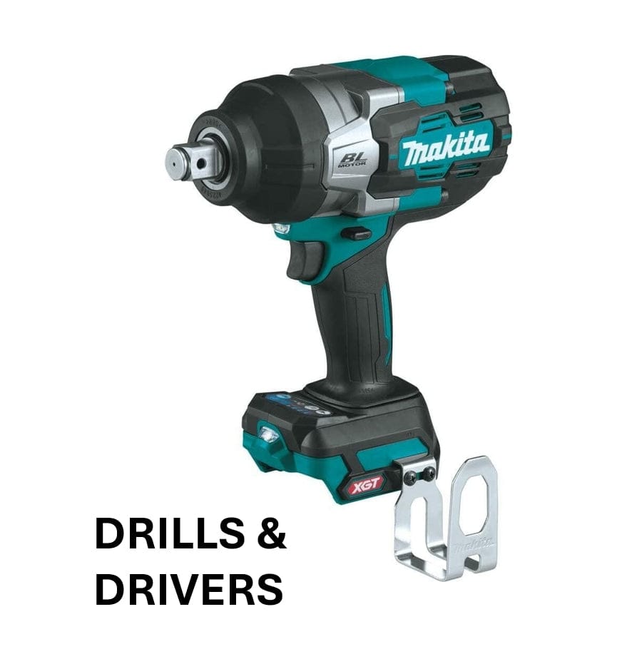 Makita cordless drill driver on a white background with 'DRILLS & DRIVERS' text below.