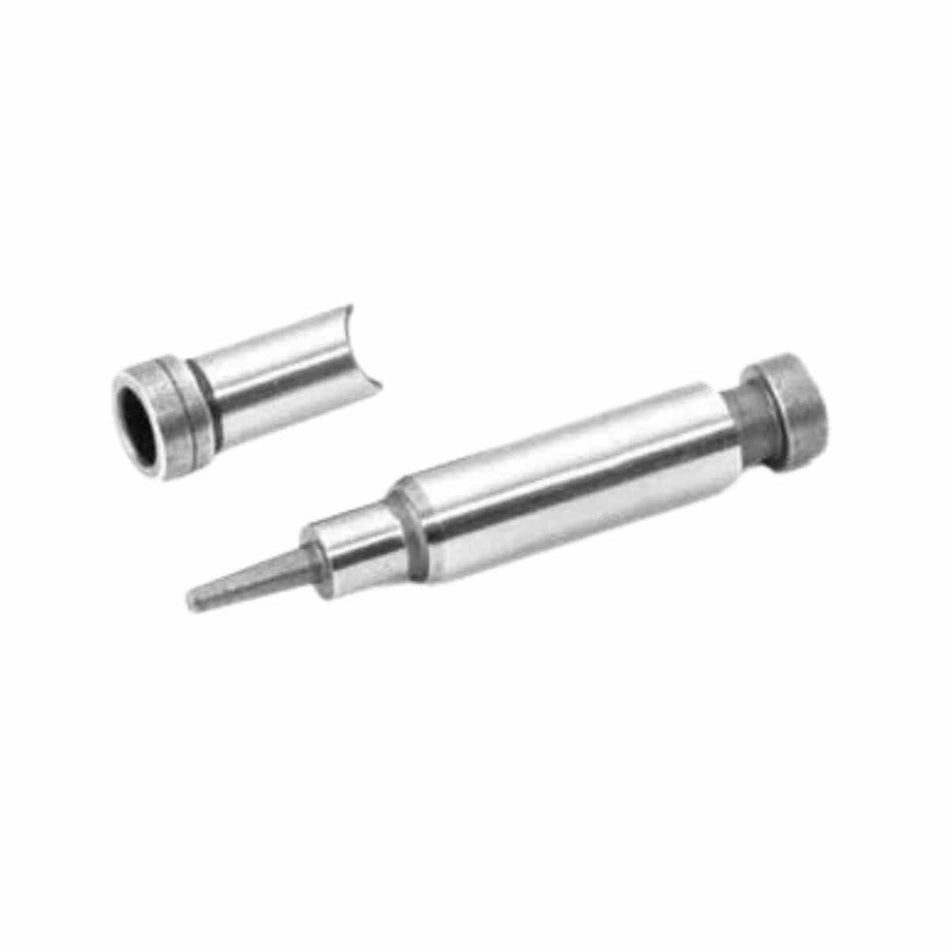 Image of a precision cylindrical gauge pin and sleeve used for measuring hole sizes and tolerances in manufacturing, shown on a white background.