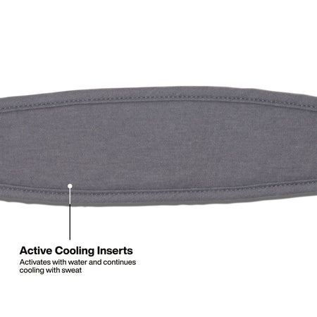 Gray cooling belt with text indicating 'Active Cooling Inserts' on a white background