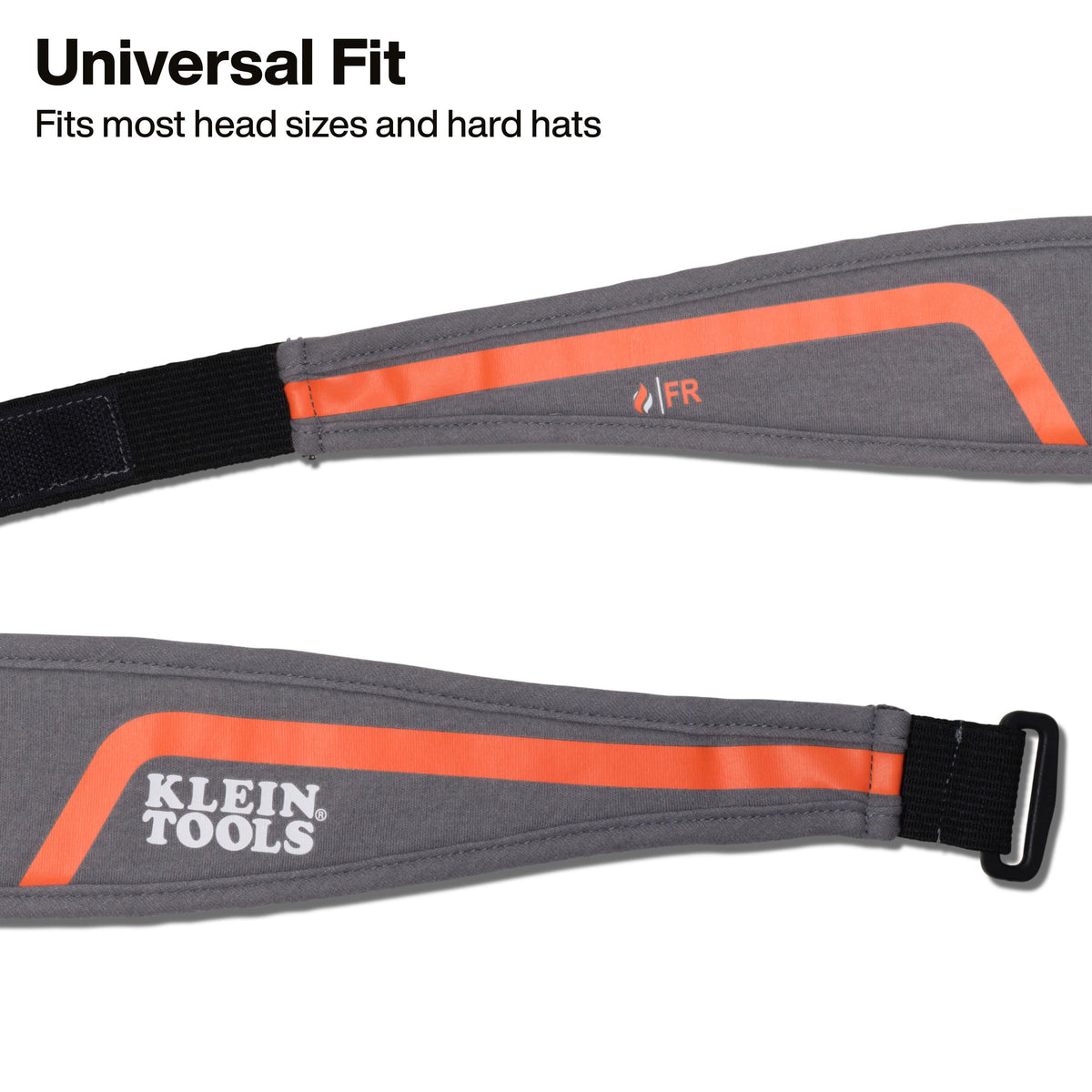 Gray and orange headband with 'Klein Tools' branding on a white background