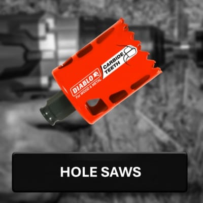 Hole saw with Diablo branding on a blurred background