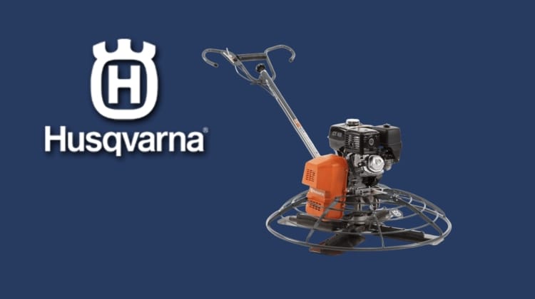 Husqvarna power tool on a blue background