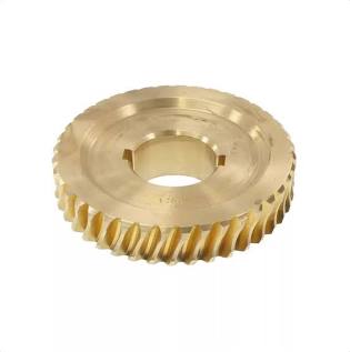 Bottom of bronze gear on white back ground