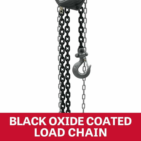JET 2-Ton Hand Chain Hoist, 30' Lift Model S90-200-30 with black oxide coated load chain close-up view