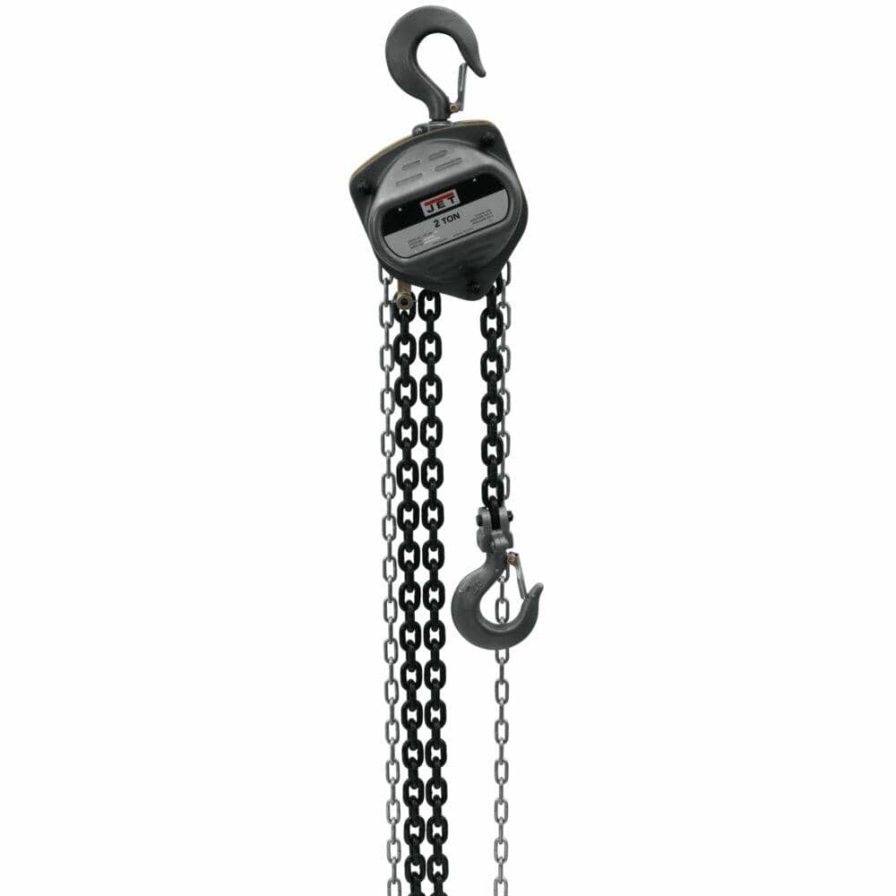 JET 2-Ton Hand Chain Hoist 30' Lift Model S90-200-30 with heavy-duty hooks and durable chain for lifting tasks
