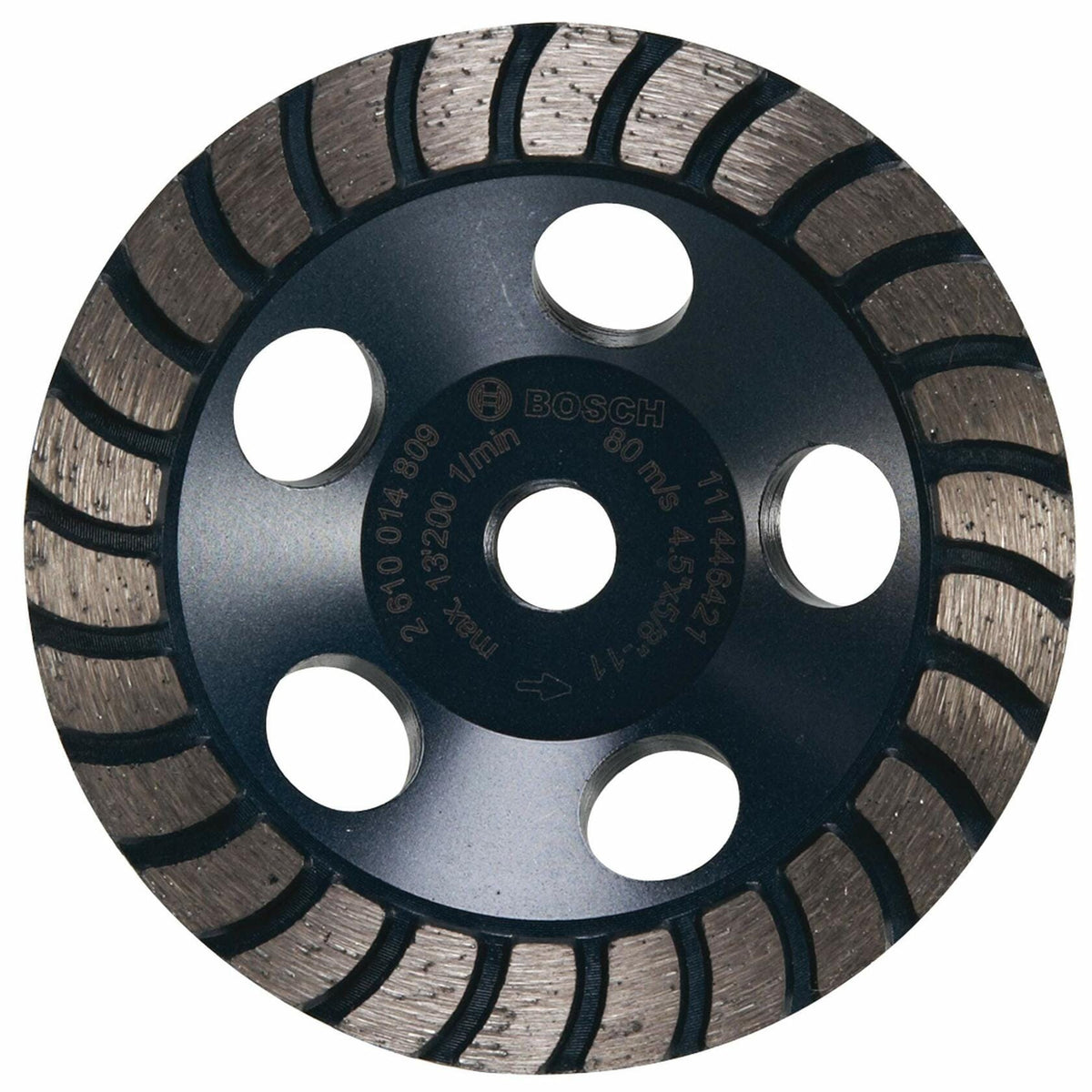 BOSCH DC4530HD 4-1/2 in. Turbo Row Diamond Cup Wheel for grinding and polishing surfaces efficiently.