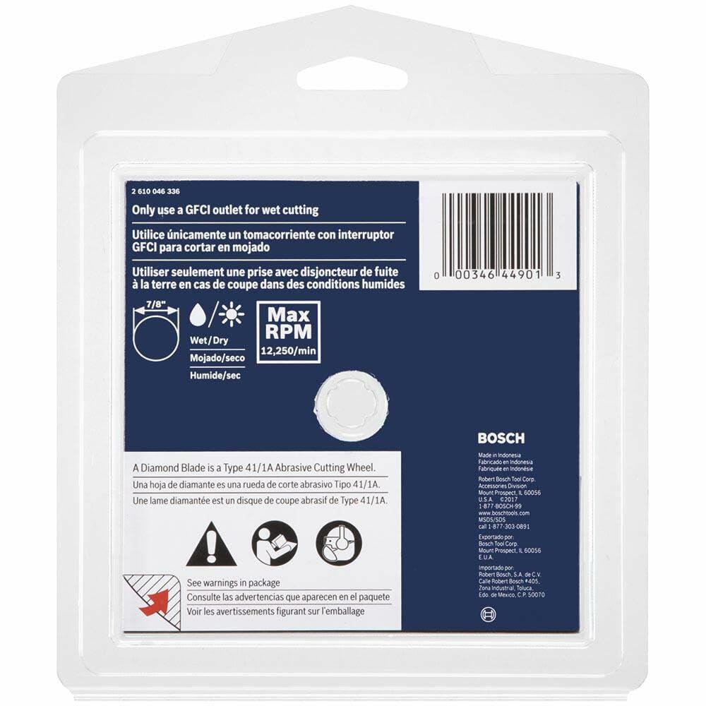 BOSCH DB565S 5 in. standard segmented rim diamond blade with 7/8 in. arbor for fast dry cutting applications