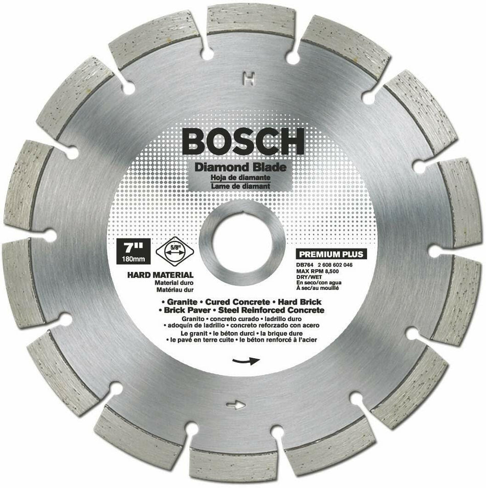 BOSCH DB564S 5 in. Standard Segmented Rim Diamond Blade for fast cut wet/dry use on concrete brick stone