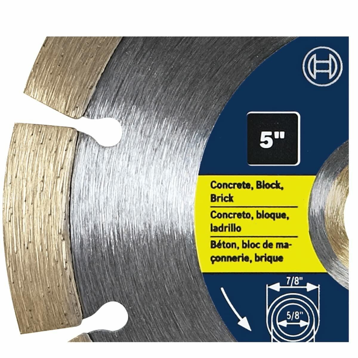 BOSCH DB541H 5 In. Premium Segmented Rim Diamond Blade with 7/8 In. Arbor for rough cut wet dry use
