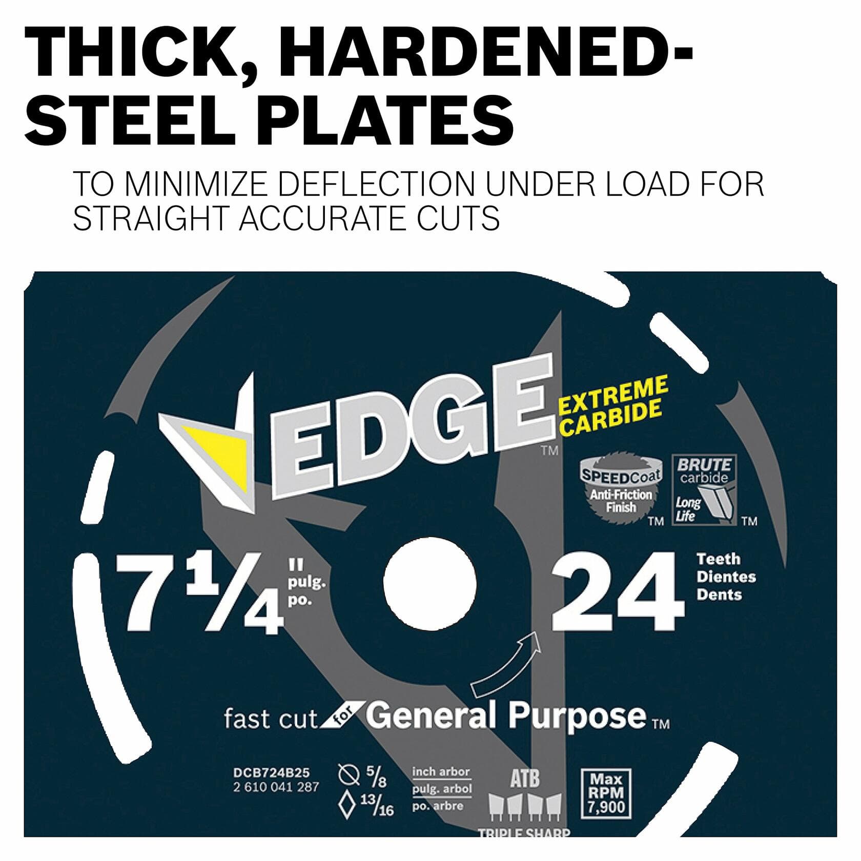 BOSCH DCB724 7-1/4 in. 24 Tooth Edge Circular Saw Blade Brute Carbide for framing cuts and durability