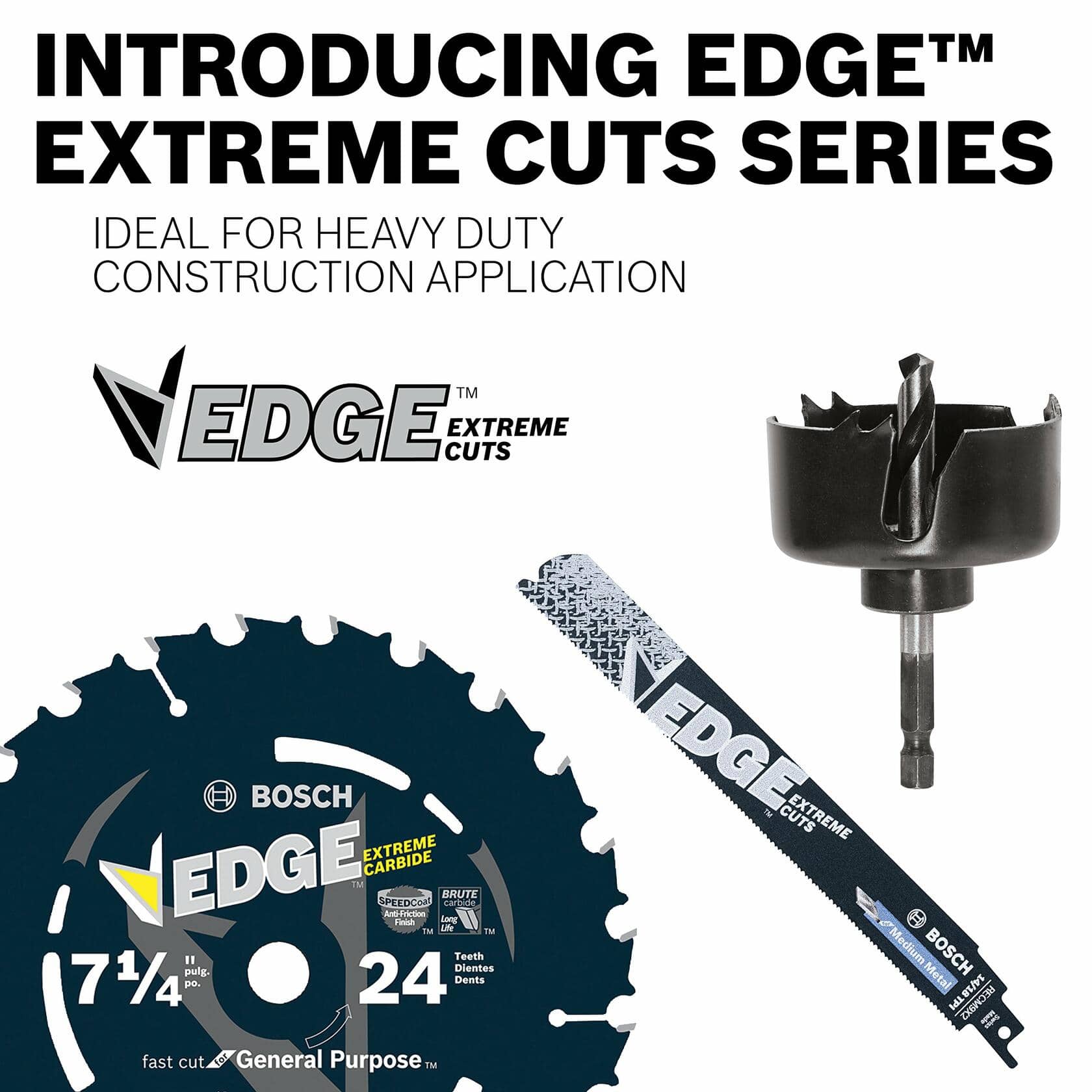 BOSCH DCB724 7-1/4 in. 24 Tooth Edge Circular Saw Blade Brute Carbide for framing and heavy duty construction.