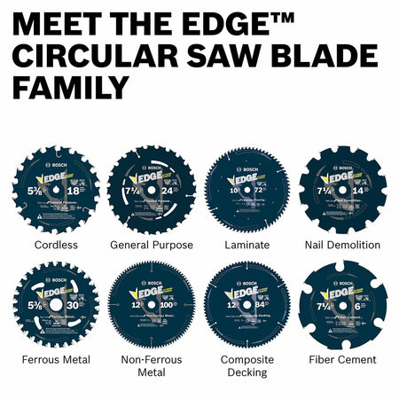 BOSCH DCB724 7-1/4 in. 24 Tooth Edge Circular Saw Blade Brute Carbide for framing applications.