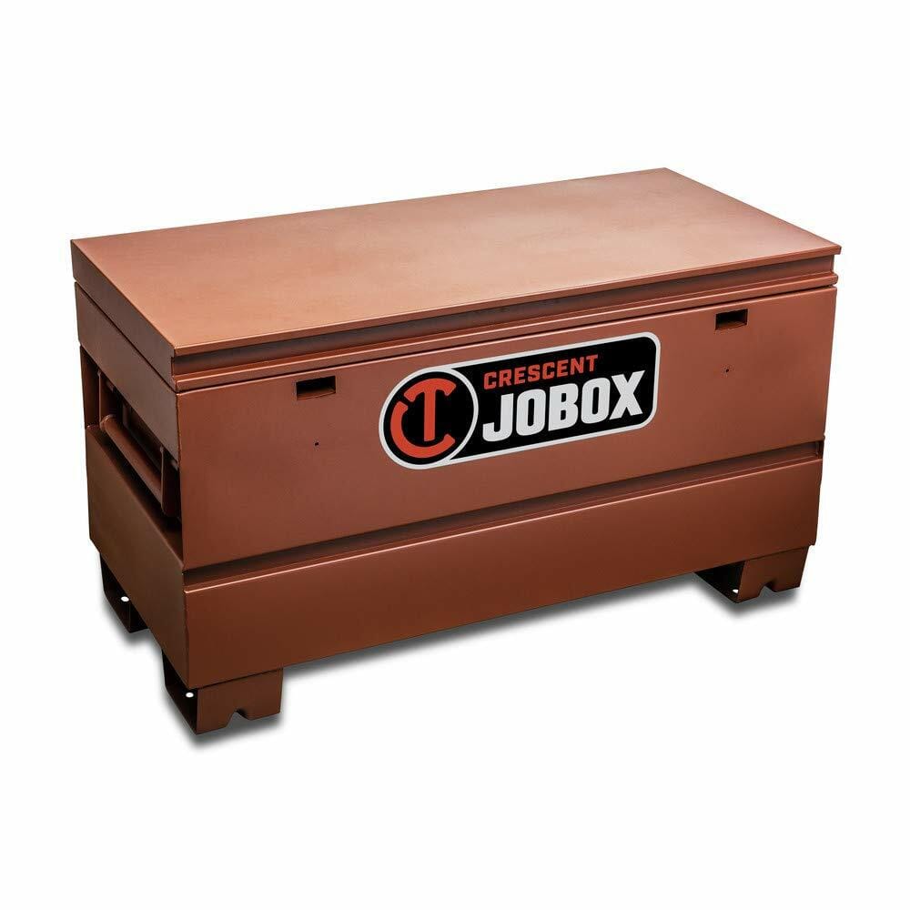Brown tool box with 'Crescent JoBox' logo on a white background