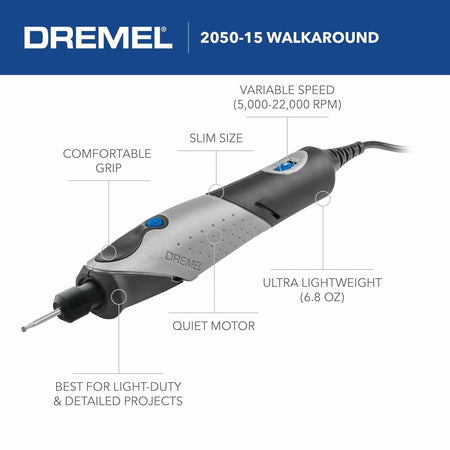 Dremel 2050-15 Stylo+ Rotary Tool with variable speed, slim design, comfortable grip, and quiet motor for detailed projects
