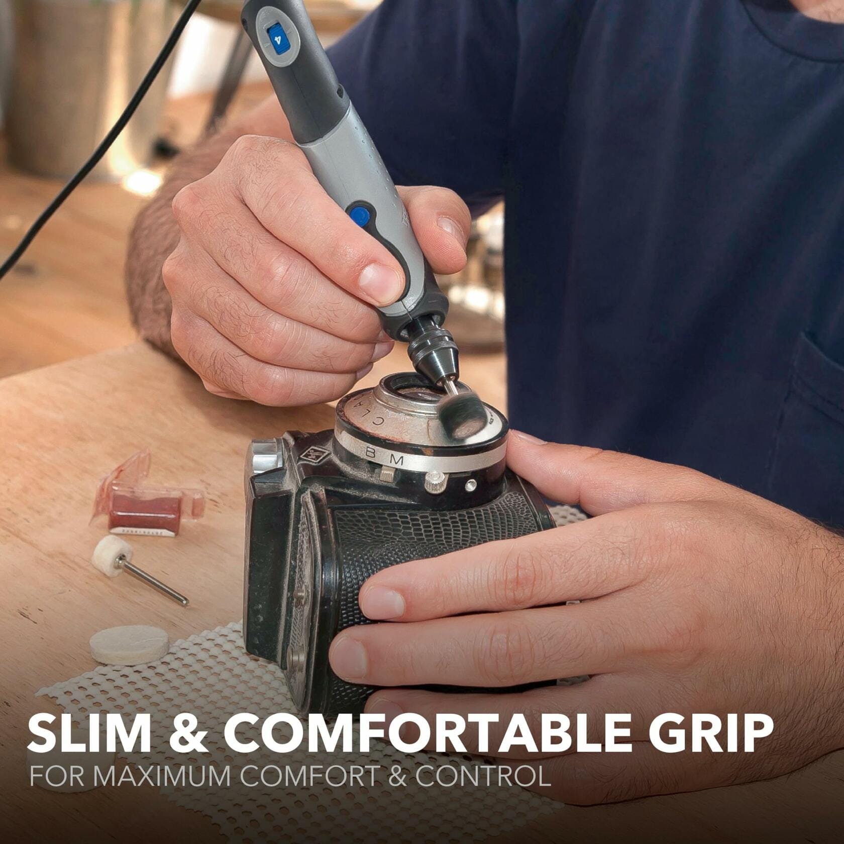 Dremel 2050-15 Stylo+ rotary tool with slim grip for precise wood carving, glass etching, leather burnishing, and polishing tasks