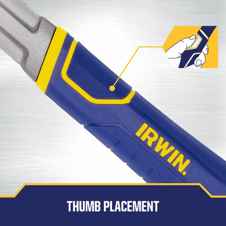 IRWIN Hammer Rip Claw 20 OZ ergonomic textured grip handle with thumb placement for improved comfort and control