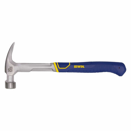 IRWIN 20 OZ Rip Claw Hammer with ergonomic textured grip and solid forged steel construction for durable use