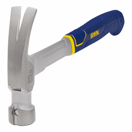 IRWIN 20 OZ Rip Claw Hammer with ergonomic textured grip and solid forged steel construction for durable use