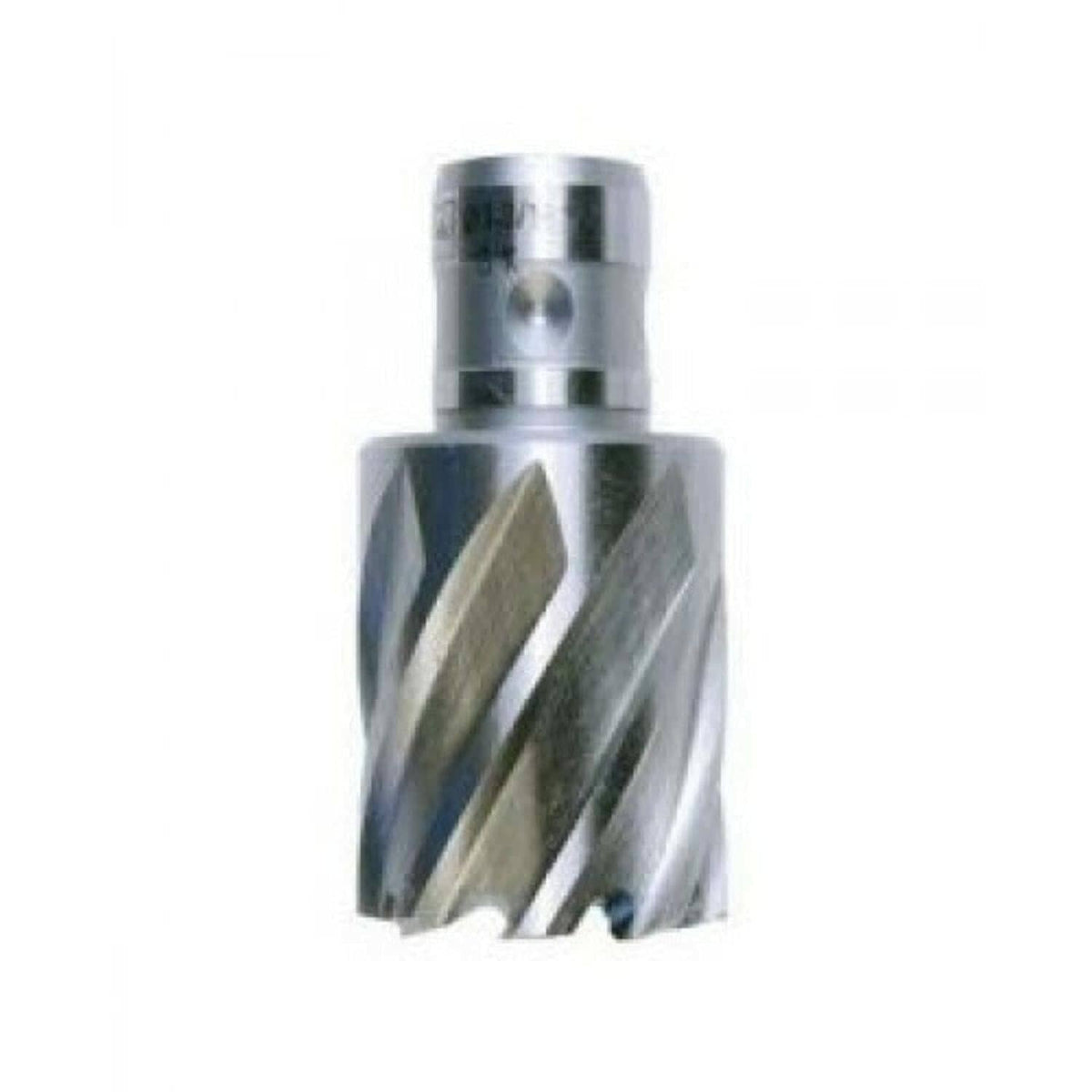 Metal drill bit on a white background