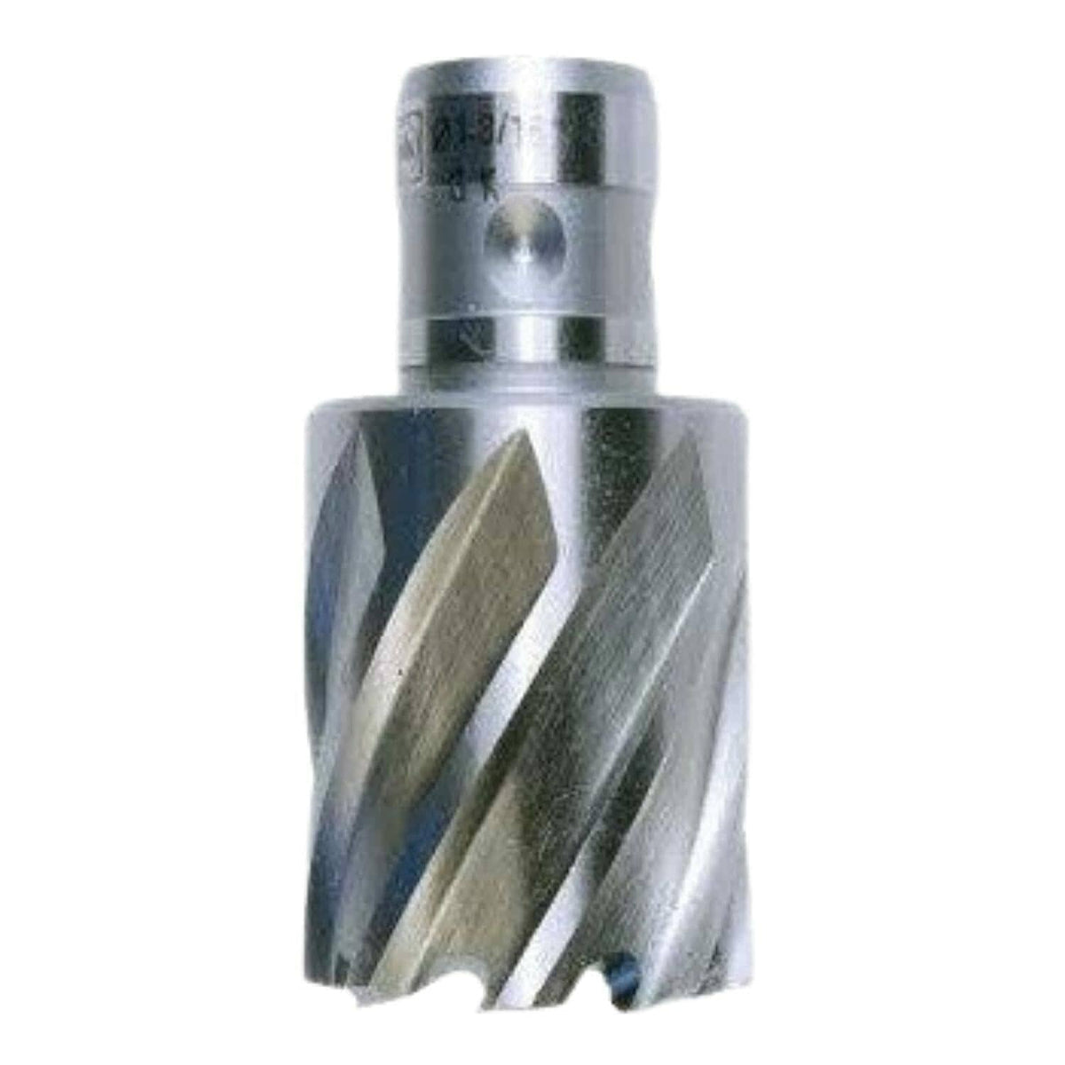 Metal drill bit on a white background