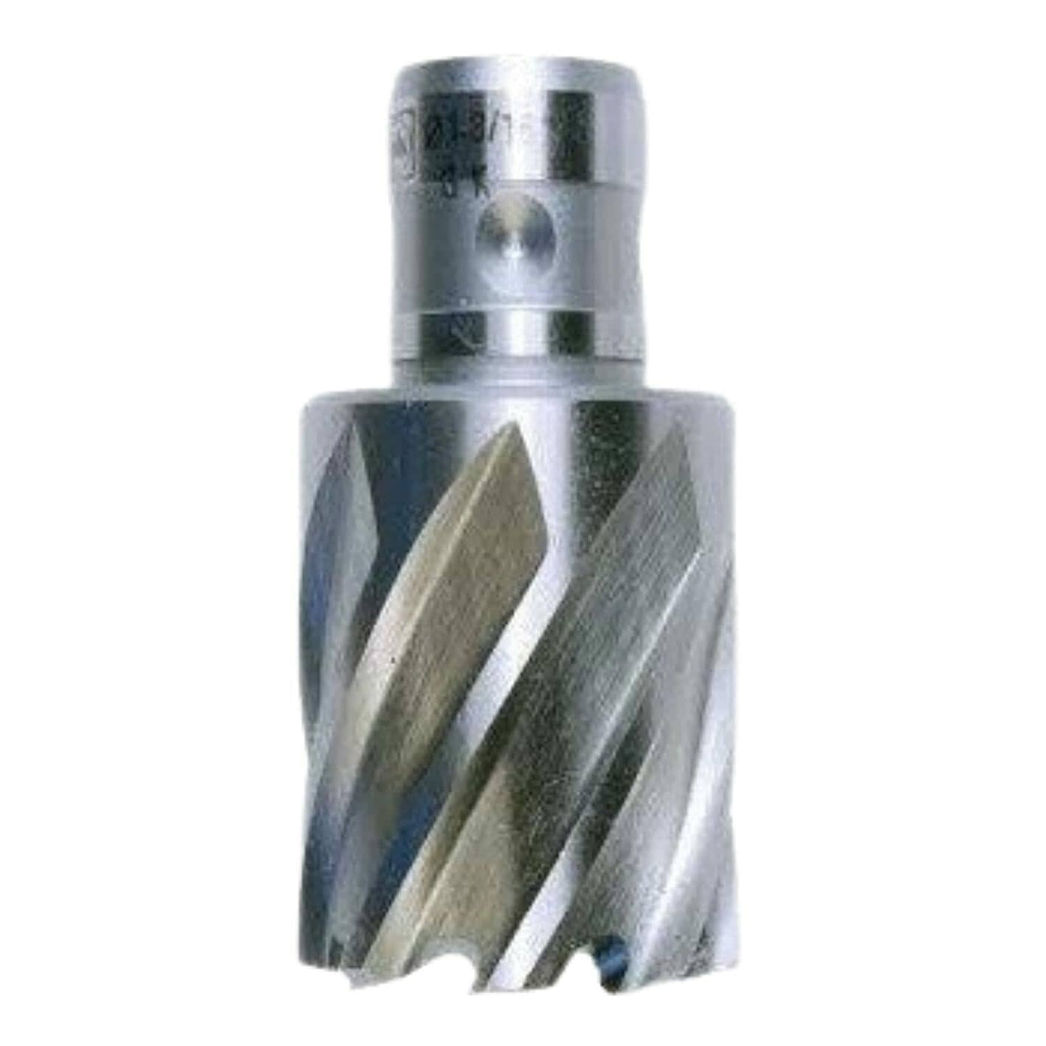 Metal drill bit on a white background